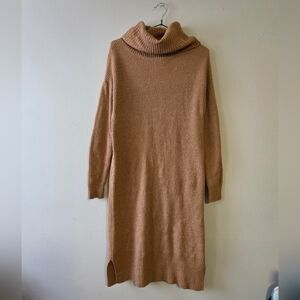 Cozy Tan Turtleneck Sweater Dress